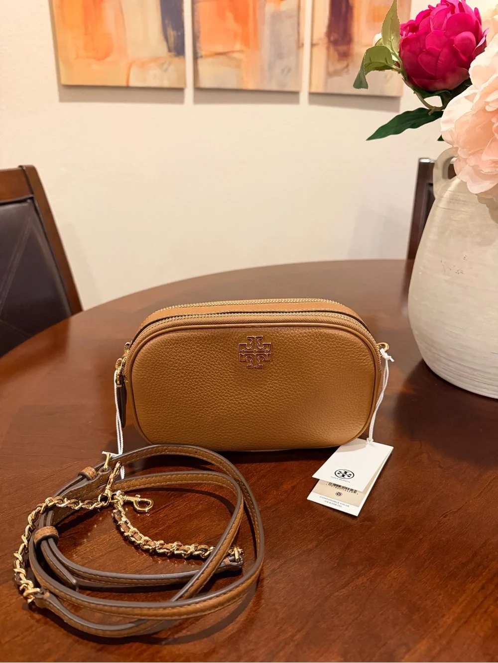 Tory Burch Britten Camera Crossbody Bag in Moose Brown NWT